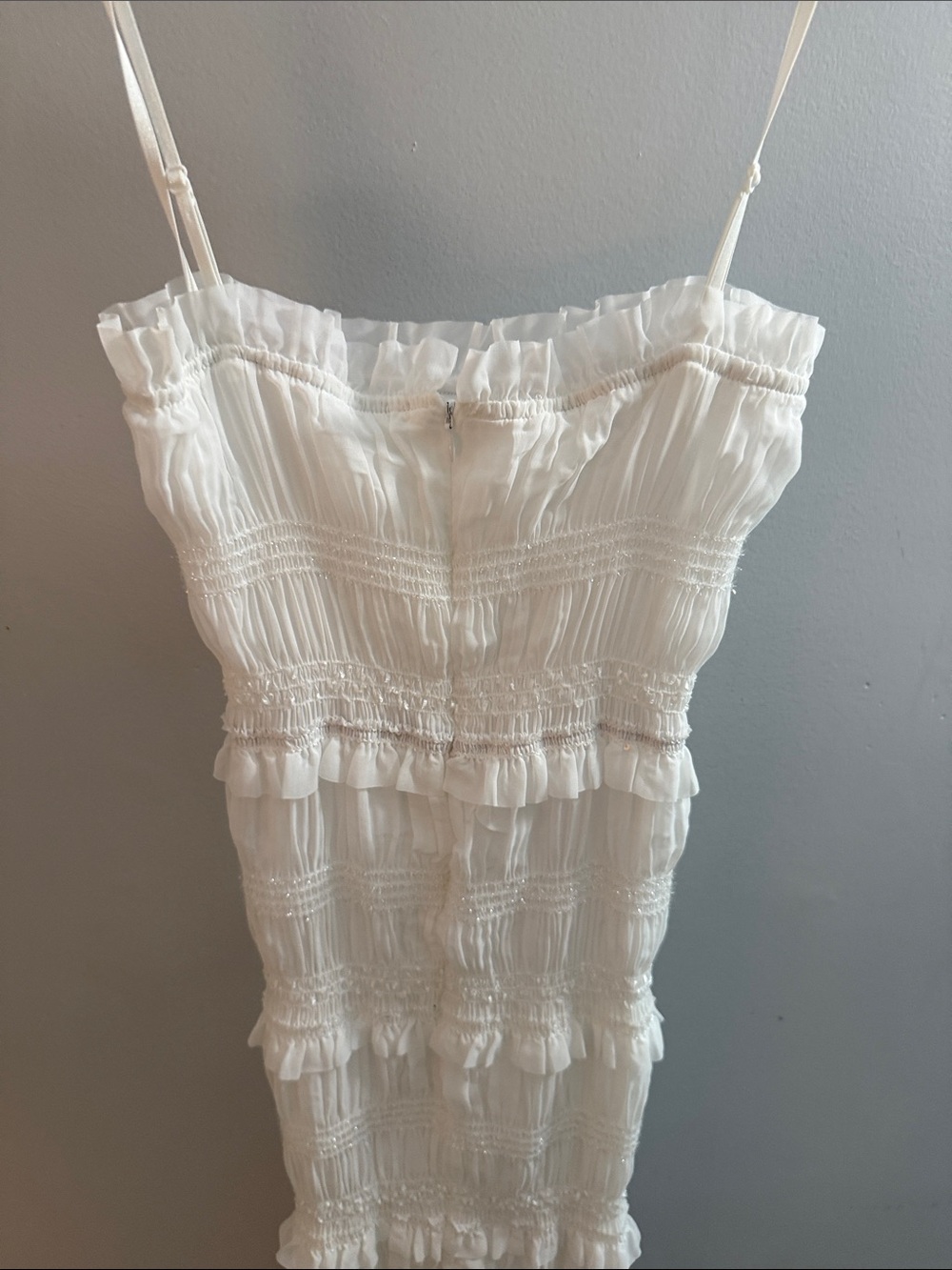 Commense White Smocked Ruffle-Tier Maxi Dress with Spaghetti Straps - Picture 6 of 8
